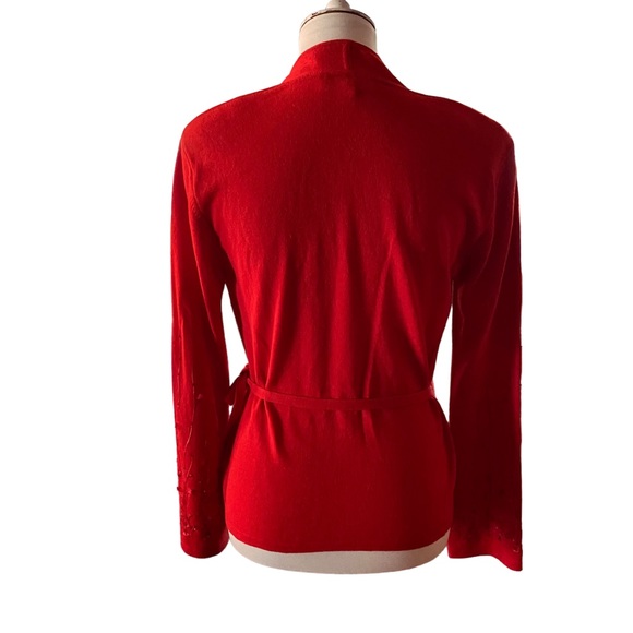 Escada Beautiful Red Wrap Sweater Cardigan Top - Picture 3 of 11